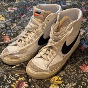 Nike White and Black High-Top Blazers. Size 7 women.